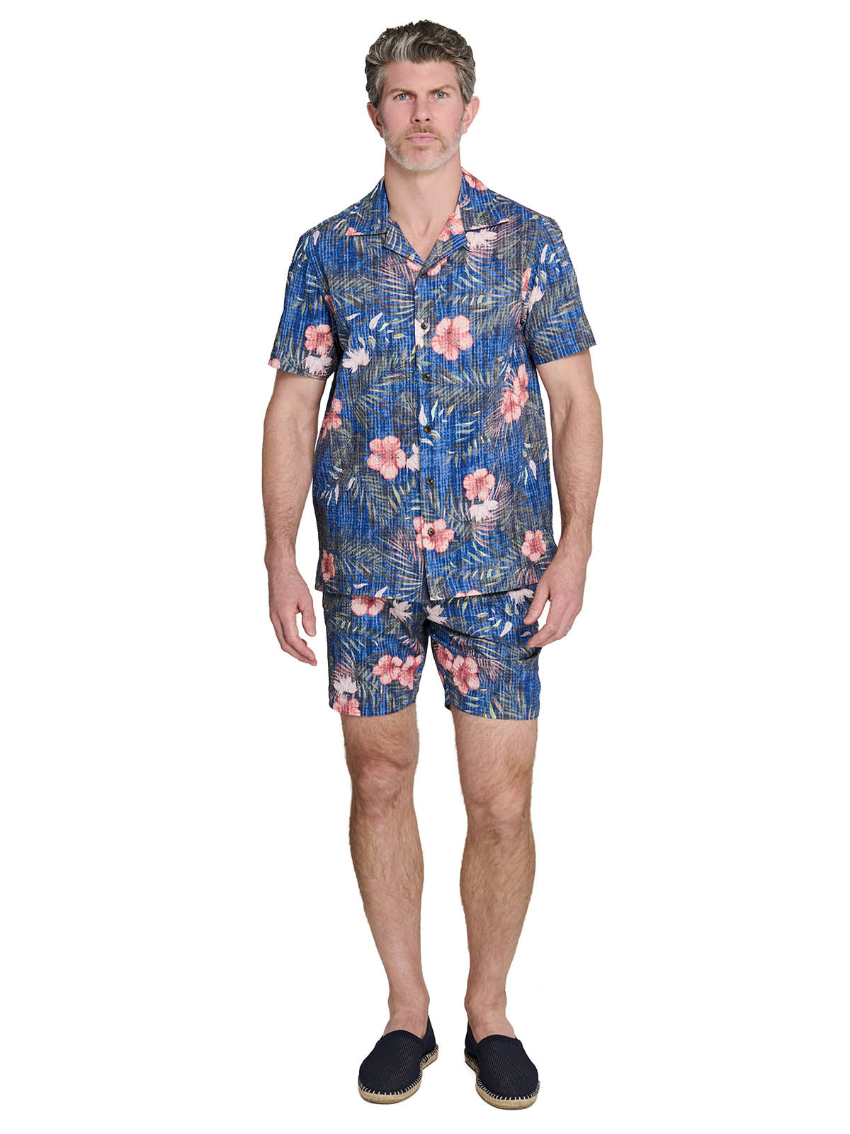 HIBISCUS SEERSUCKER SWIM TRUNKS