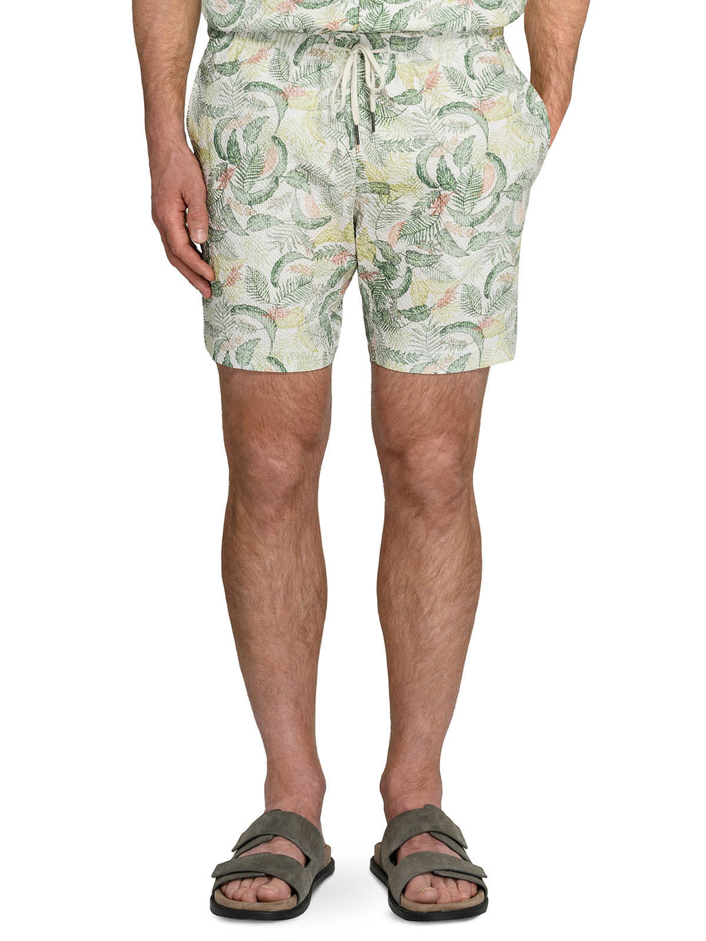 TROPICAL SEERSUCKER SWIM TRUNKS
