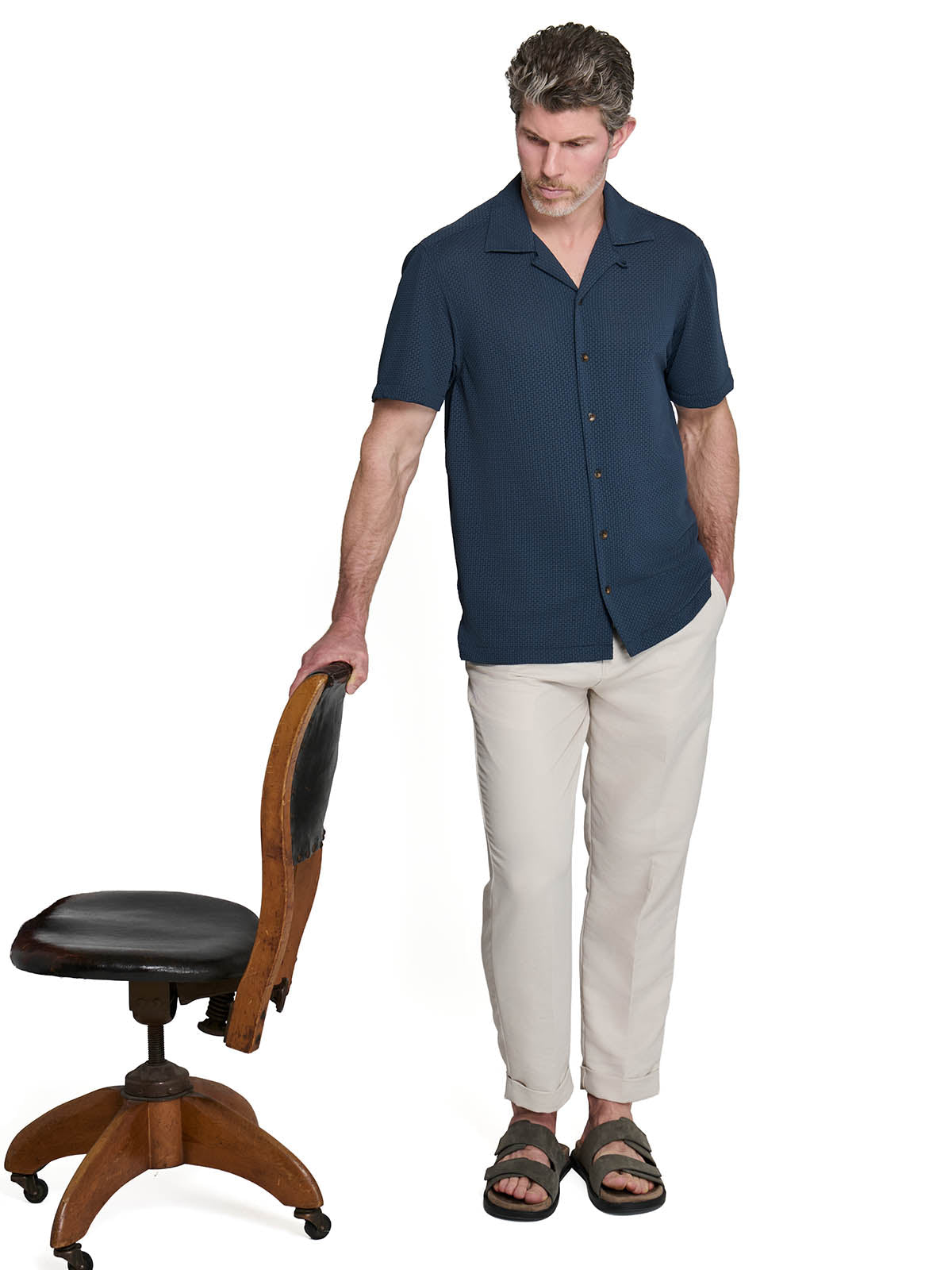 COURT CROSSHATCH CAMP SHIRT