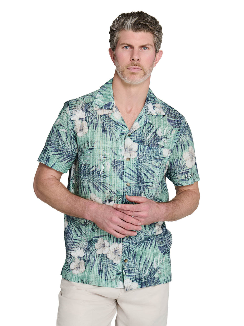 SKETCHED FLORAL PALM TREE CAMP SHIRT