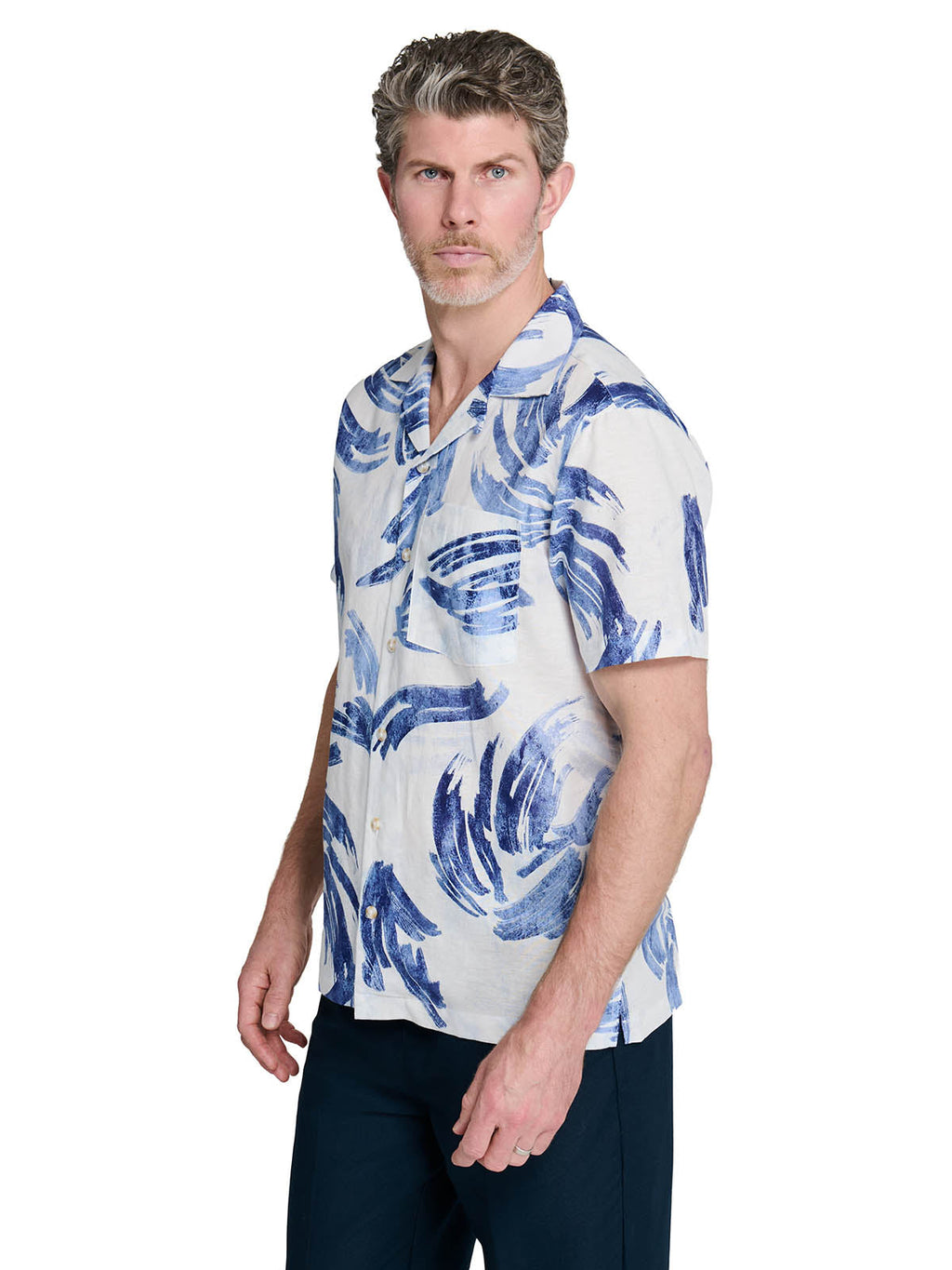 BRUSHSTROKE PALM CAMP SHIRT