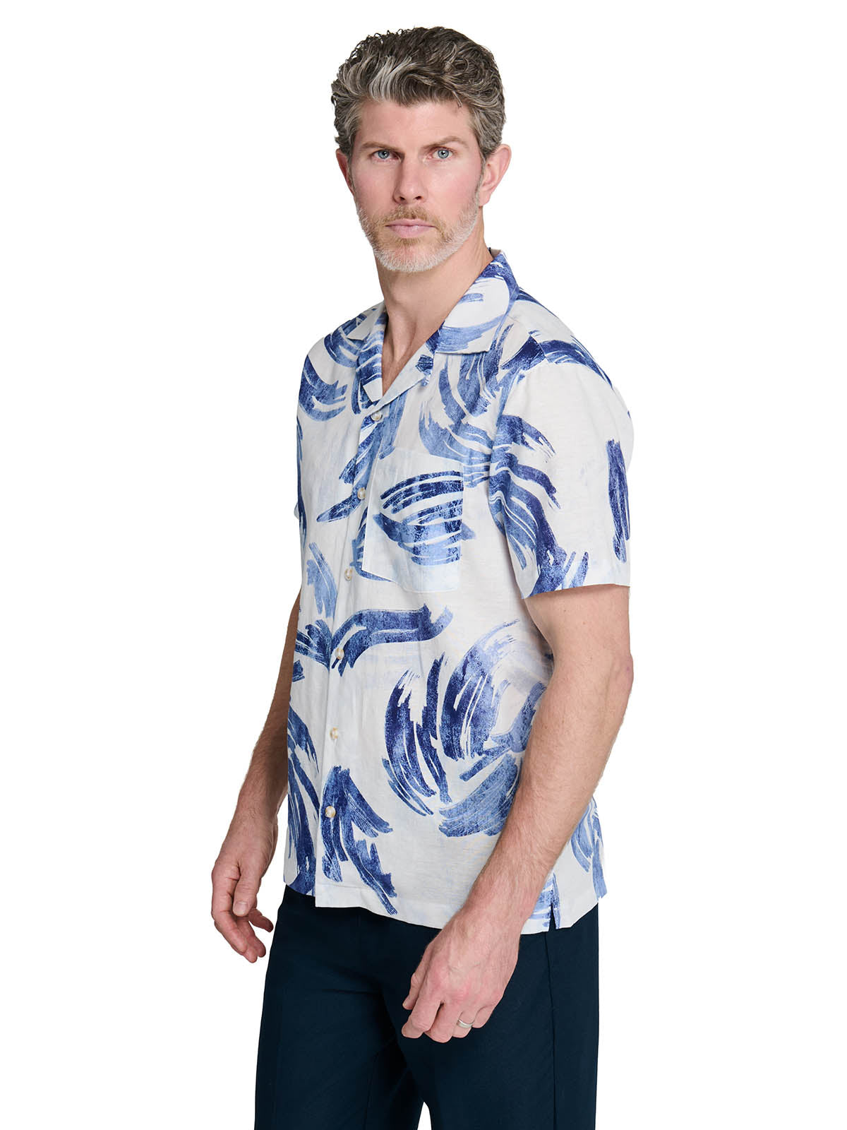 BRUSHSTROKE PALM CAMP SHIRT