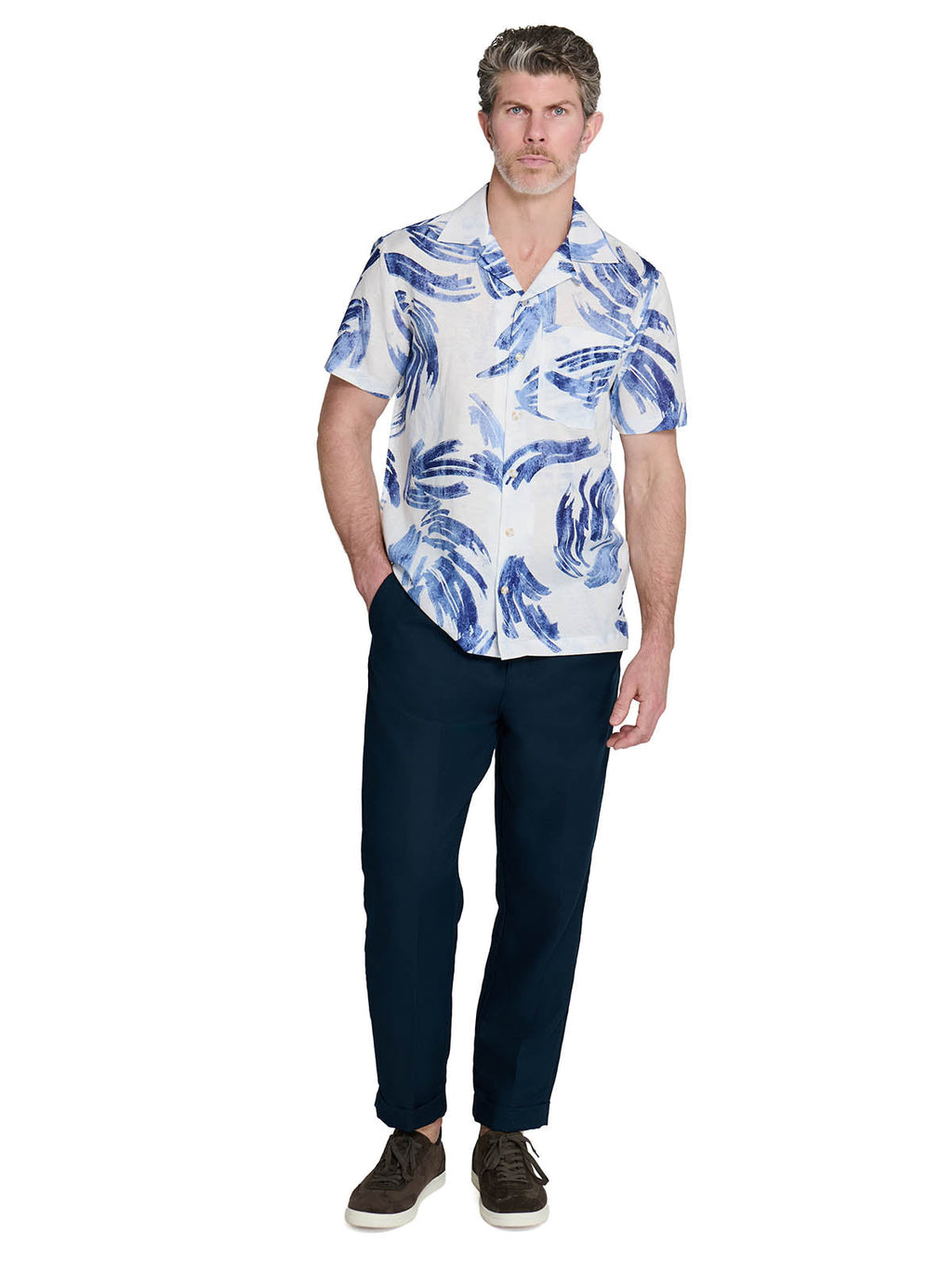 BRUSHSTROKE PALM CAMP SHIRT