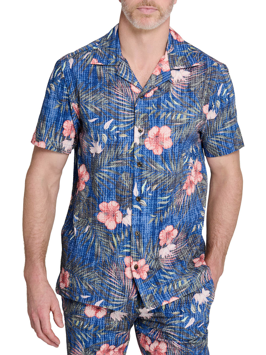 HIBISCUS SEERSUCKER CAMP SHIRT