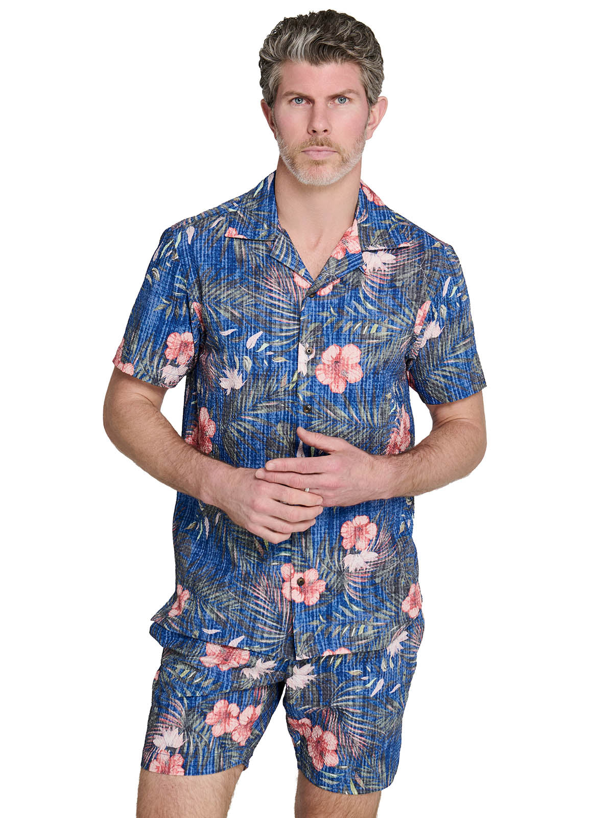 HIBISCUS SEERSUCKER CAMP SHIRT