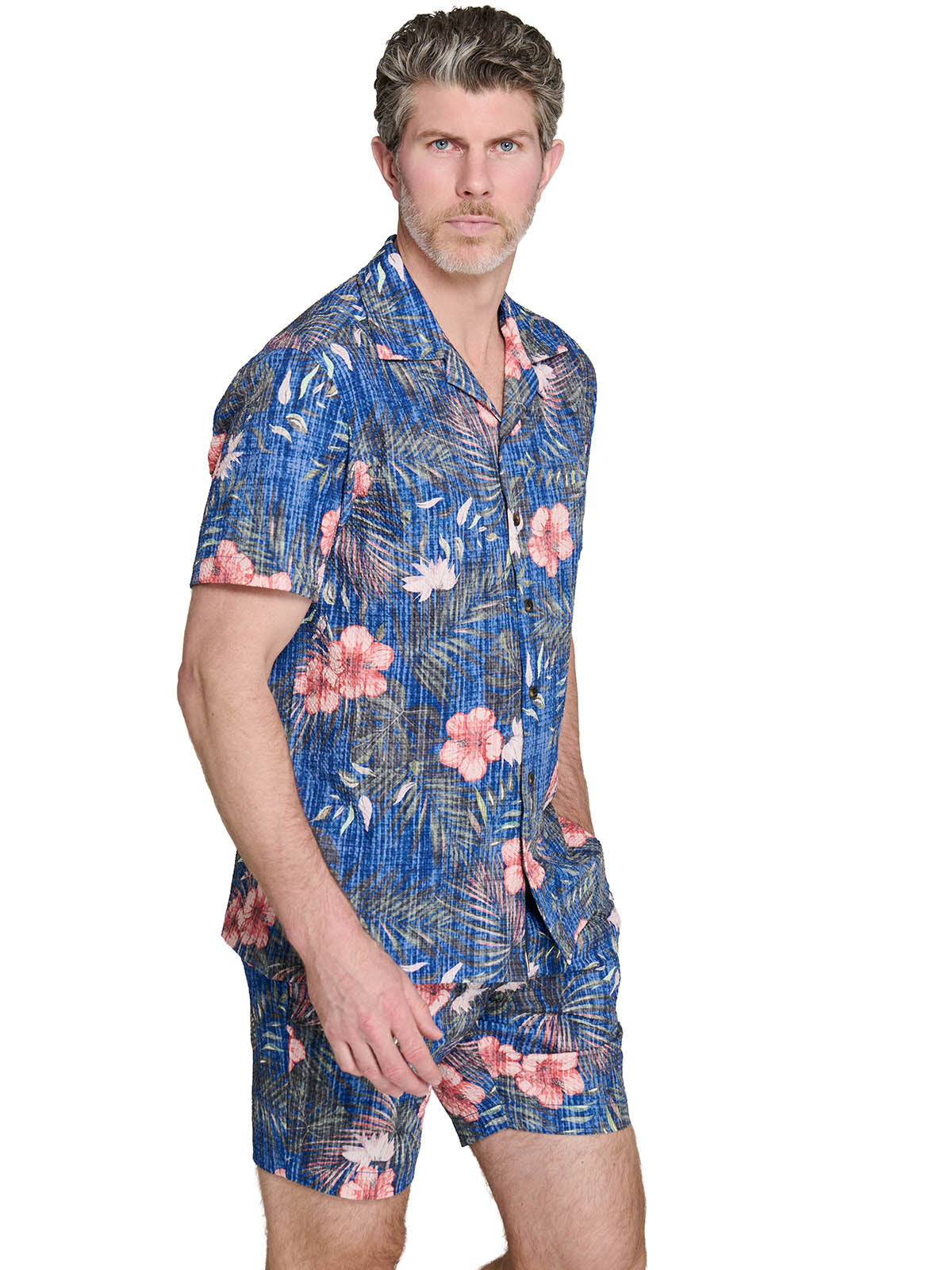 HIBISCUS SEERSUCKER CAMP SHIRT