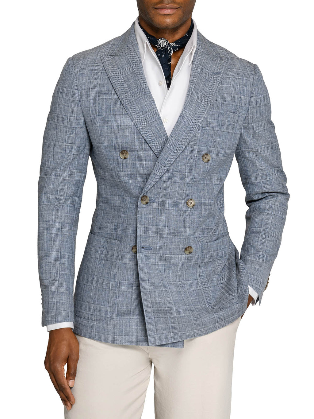 DOUGLAS DOUBLE BREASTED PLAID BLAZER