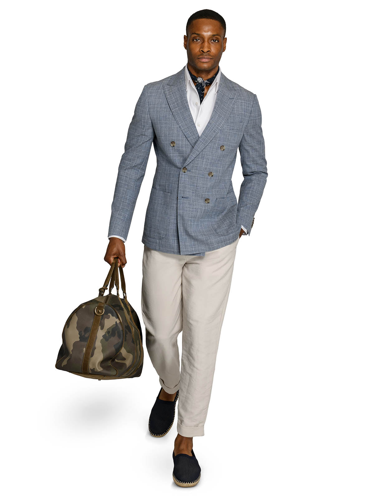 DOUGLAS DOUBLE BREASTED PLAID BLAZER