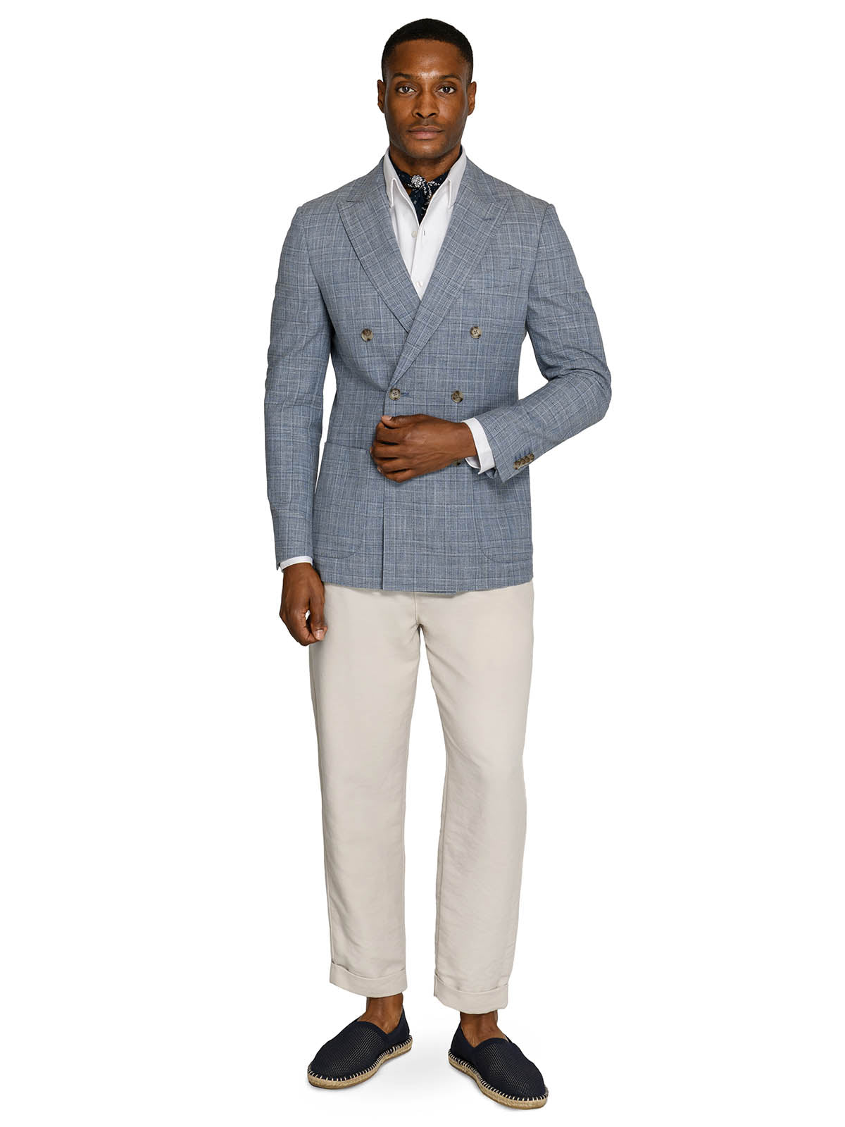 DOUGLAS DOUBLE BREASTED PLAID BLAZER