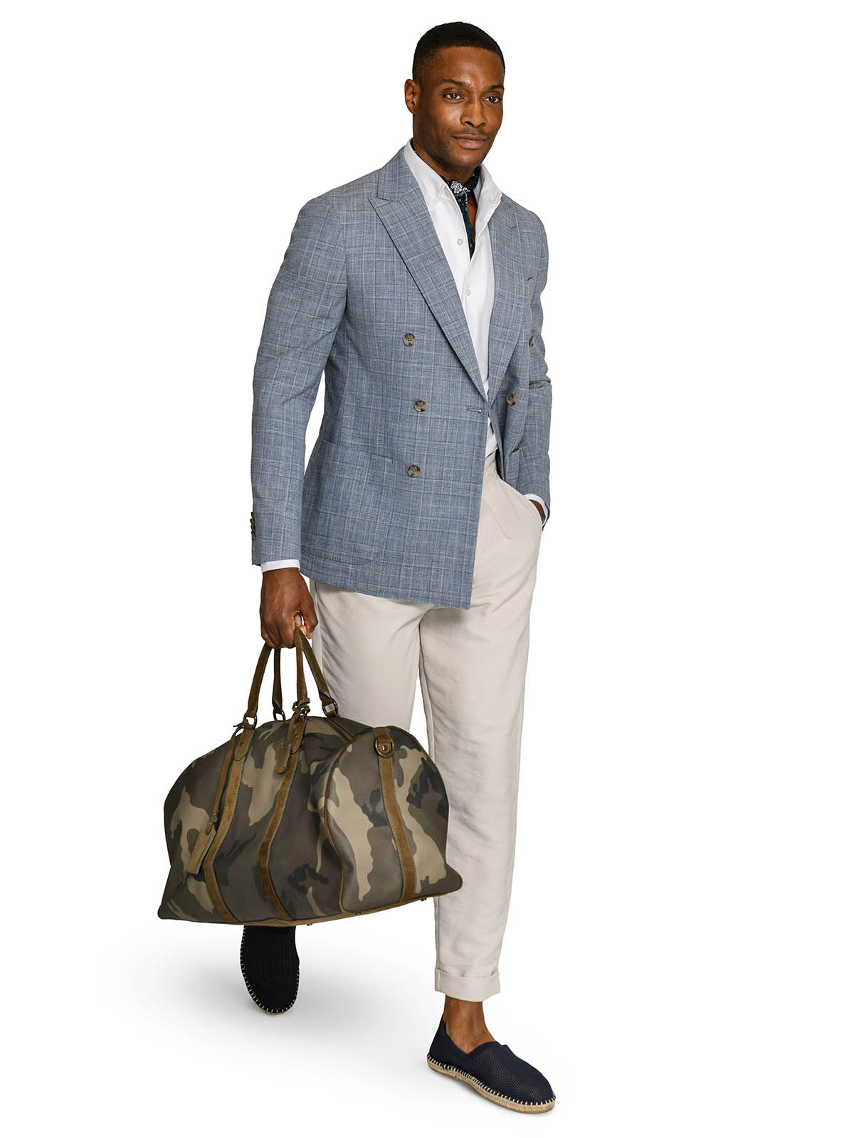 DOUGLAS DOUBLE BREASTED PLAID BLAZER