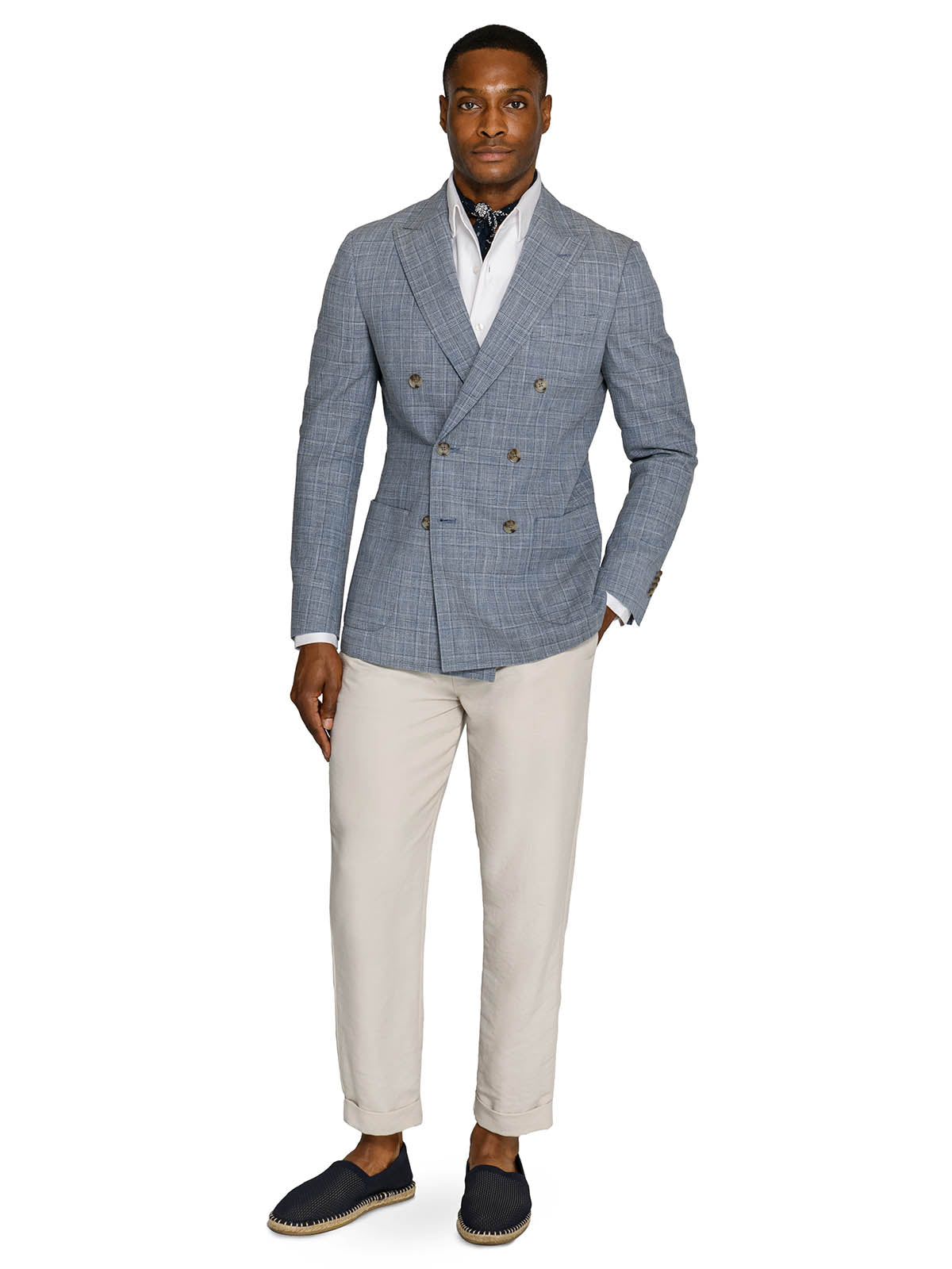 DOUGLAS DOUBLE BREASTED PLAID BLAZER